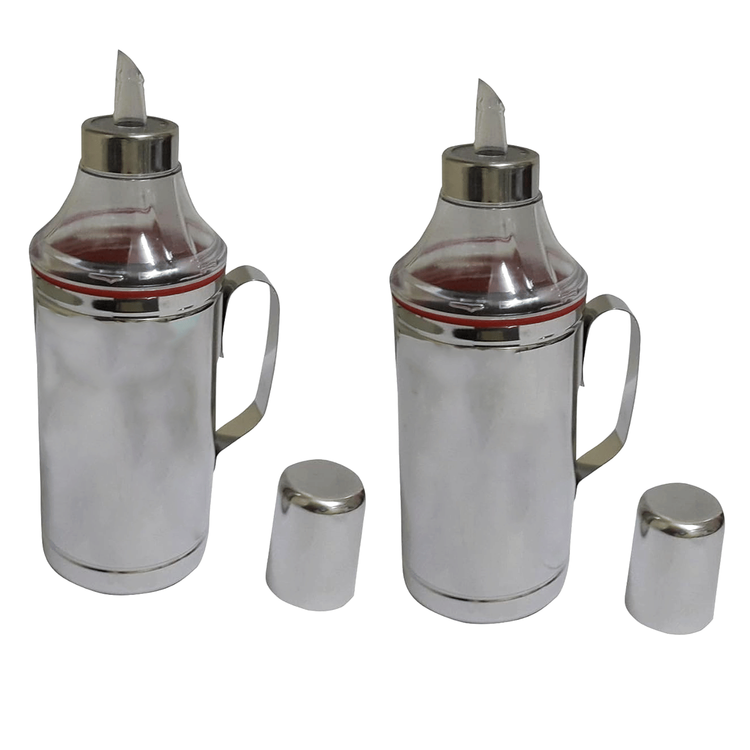     			Dynore Oil dropper Steel Silver Oil Container ( Set of 2 )