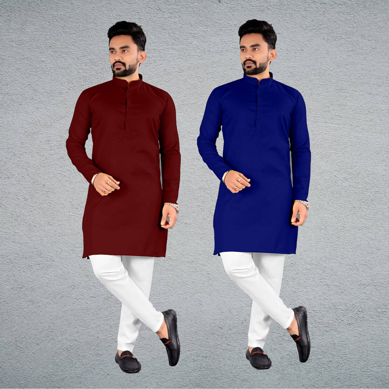 FRELURO Muticolor Cotton Blend Men's Regular Kurta ( Pack of 2 ) - Kurtas & Kurta Sets | Buy online on ZillyBuy