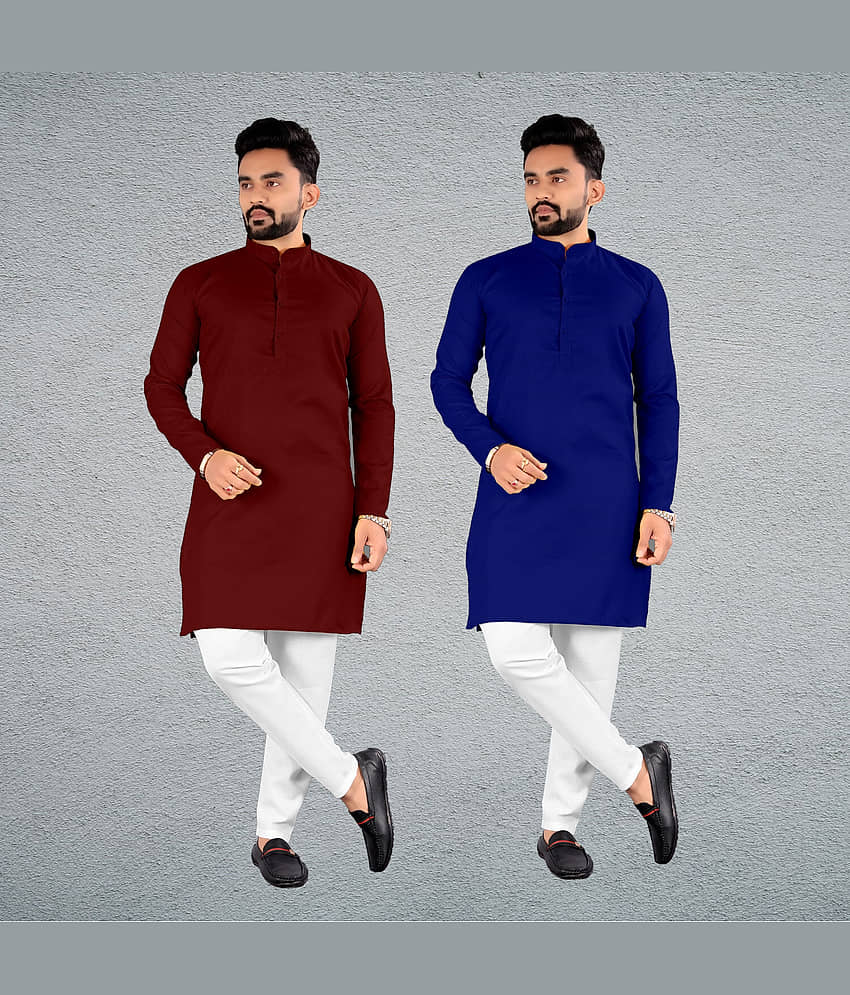 FRELURO Muticolor Cotton Blend Men's Regular Kurta ( Pack of 2 ) - Kurtas & Kurta Sets | Buy online on ZillyBuy