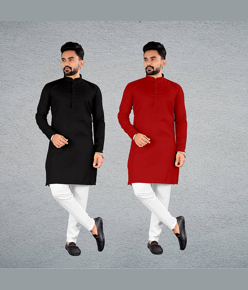 FRELURO Muticolor Cotton Blend Men's Regular Kurta ( Pack of 2 ) - Kurtas & Kurta Sets | Buy online on ZillyBuy