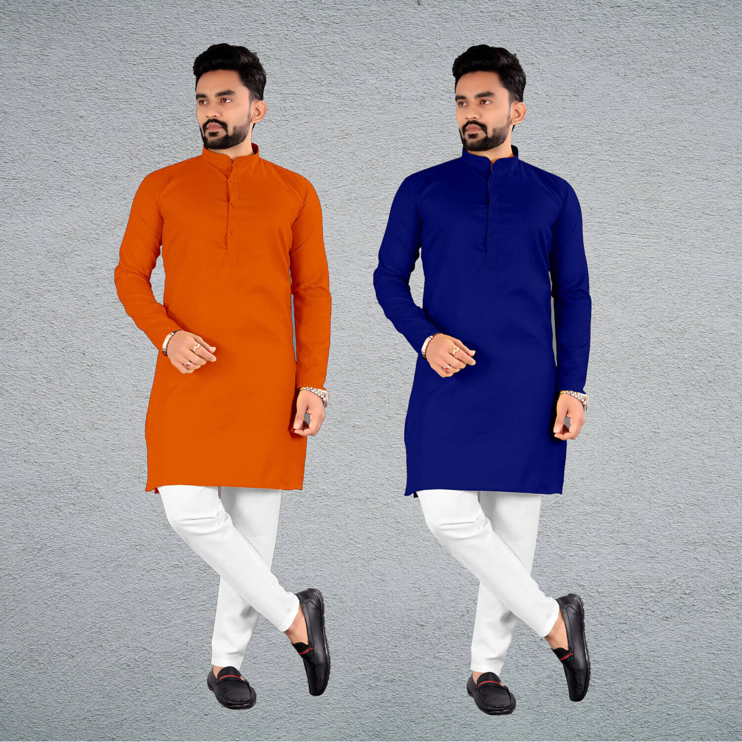 FRELURO Muticolor Cotton Blend Men's Regular Kurta ( Pack of 2 ) - Kurtas & Kurta Sets | Buy online on ZillyBuy