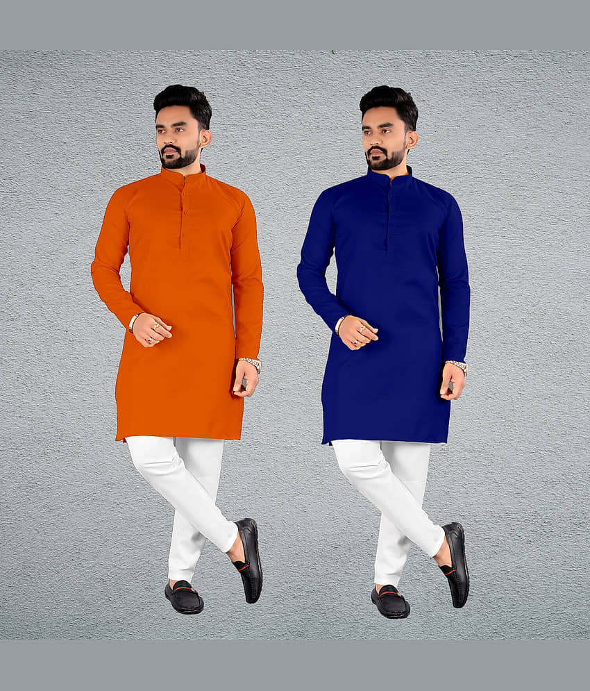 FRELURO Muticolor Cotton Blend Men's Regular Kurta ( Pack of 2 ) - Kurtas & Kurta Sets | Buy online on ZillyBuy