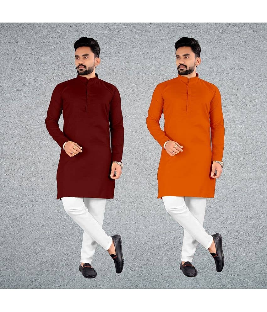 FRELURO Muticolor Cotton Blend Men's Regular Kurta ( Pack of 2 ) - Kurtas & Kurta Sets | Buy online on ZillyBuy
