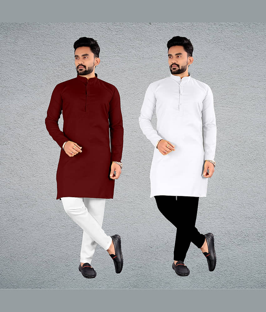 FRELURO Muticolor Cotton Blend Men's Regular Kurta ( Pack of 2 ) - Kurtas & Kurta Sets | Buy online on ZillyBuy