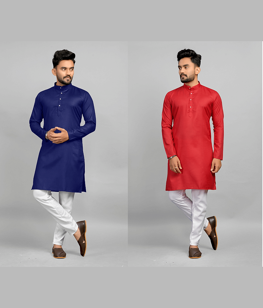 Fashionfricks Muticolor Cotton Blend Men's Regular Kurta ( Pack of 2 ) - Kurtas & Kurta Sets | Buy online on ZillyBuy