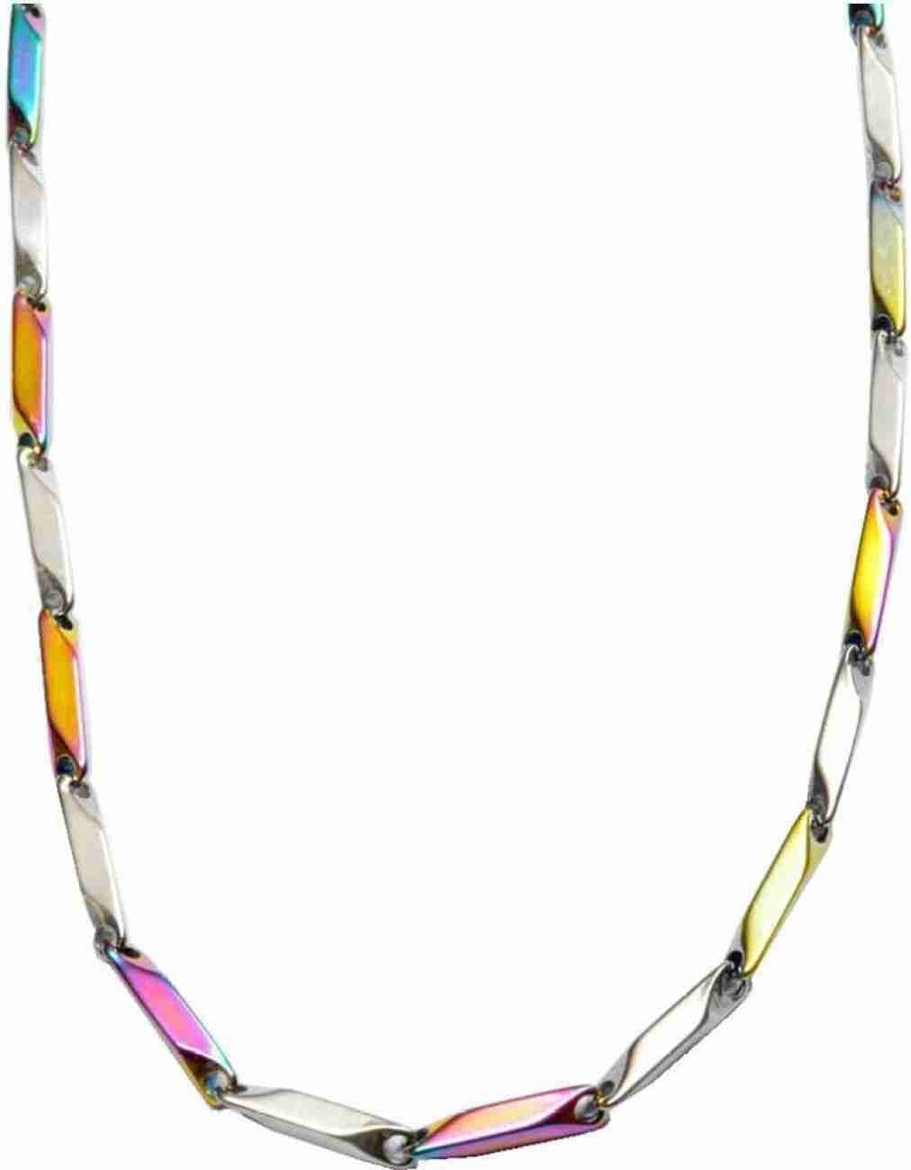     			Green Spritual Rhodium Plated Chain ( Set of 1 )