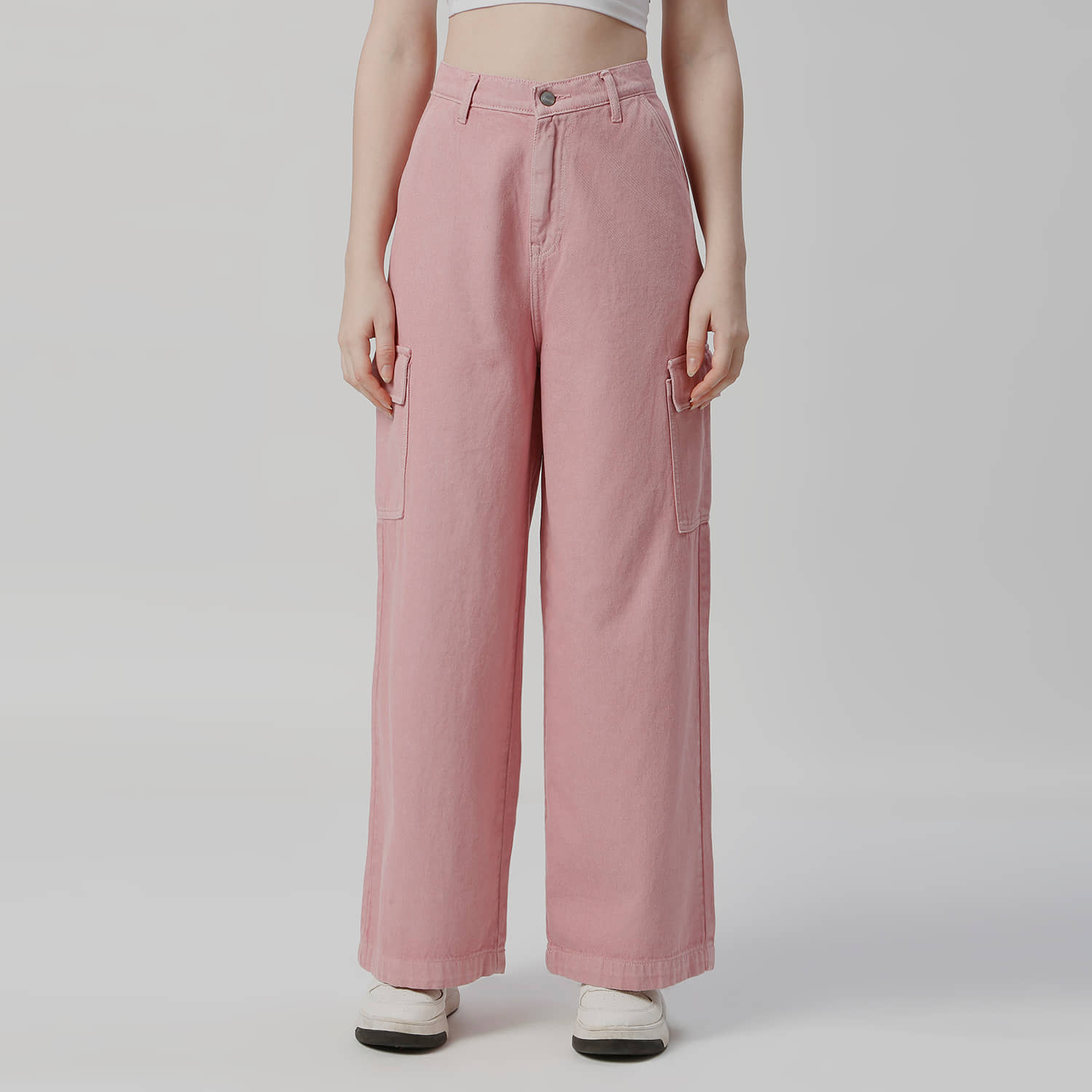 HJ HASASI - Pink Cotton Wide Leg Women's Jeans ( Pack of 1 ) - Jeans | Buy online on ZillyBuy