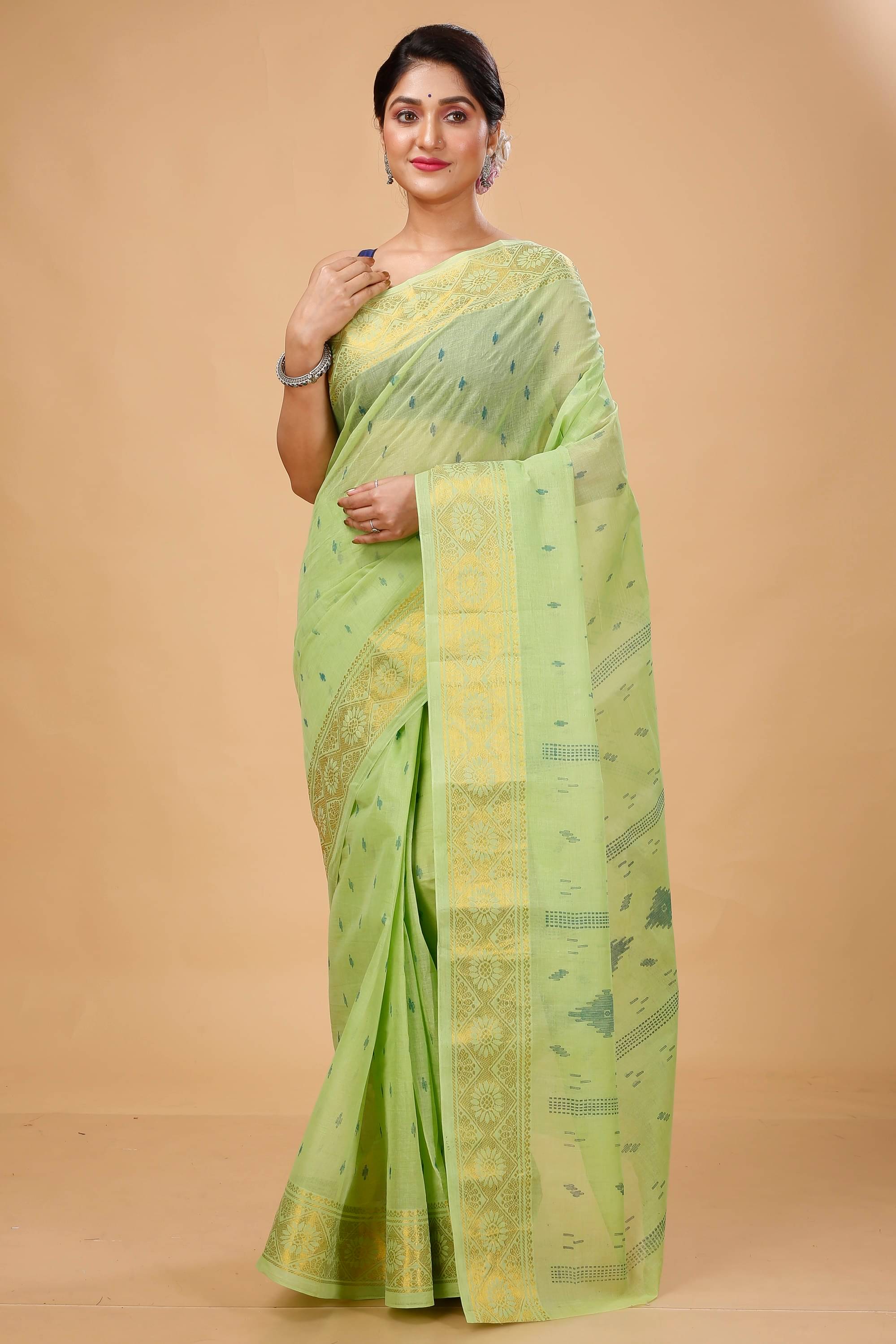 Happy Creation Cotton Printed Saree Without Blouse Piece ( Green ) Happy Creation Cotton Printed Saree Without Blouse Piece ( Green )