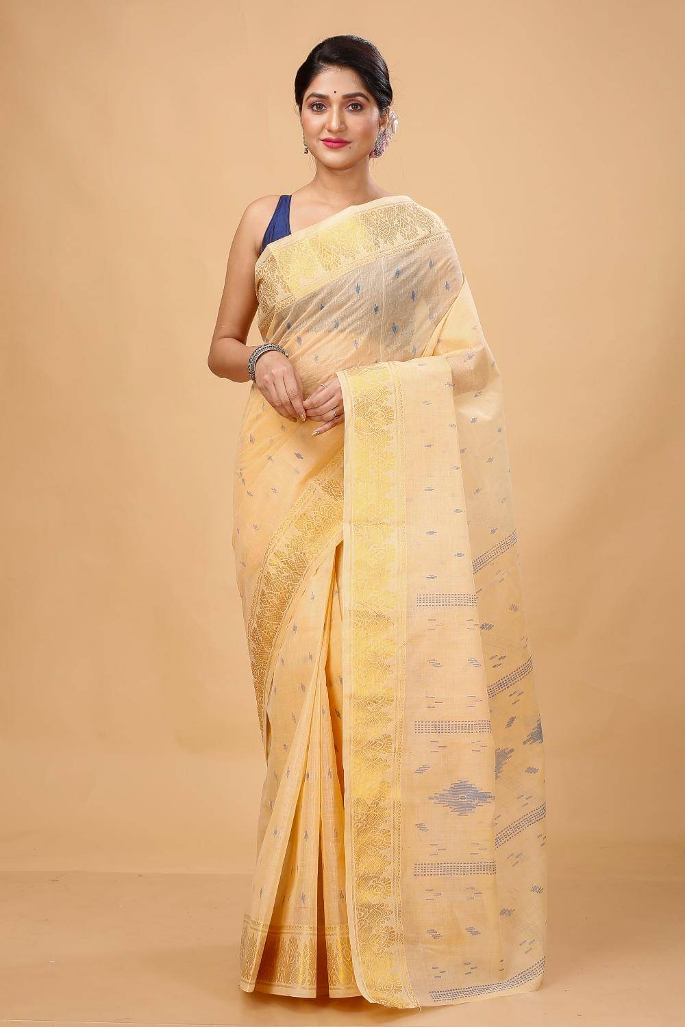 Happy Creation Cotton Printed Saree Without Blouse Piece ( Beige ) Happy Creation Cotton Printed Saree Without Blouse Piece ( Beige )