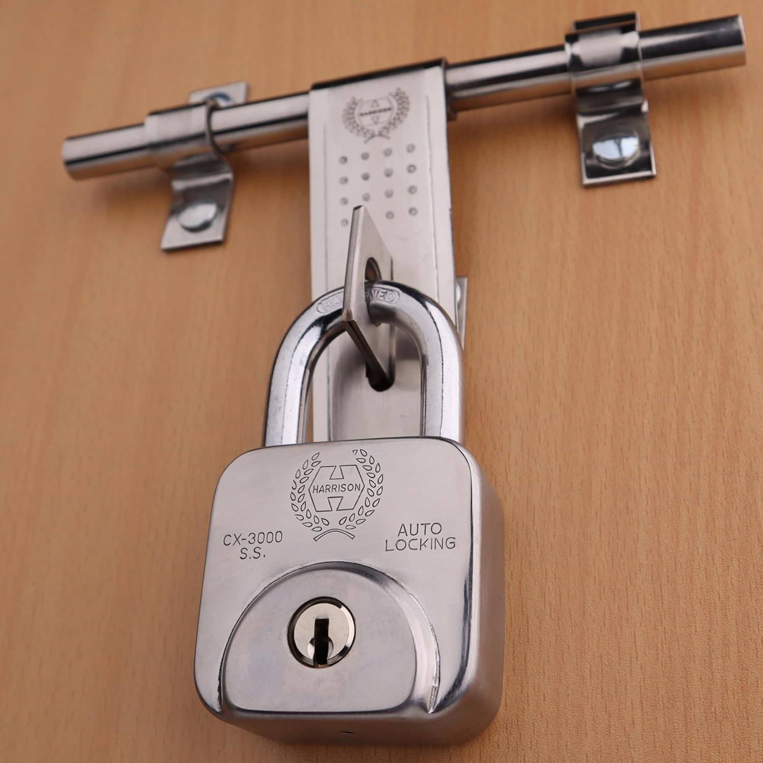     			Harrison Padlocks/Square Padlock 60mm 12 Pin with 3 Computerised Keys CX-3000-0557 Pack of 1/ Mild Steel Material/Stainless Steel Finish/Door Lock, Shutter Lock, Godown Lock, gate Lock