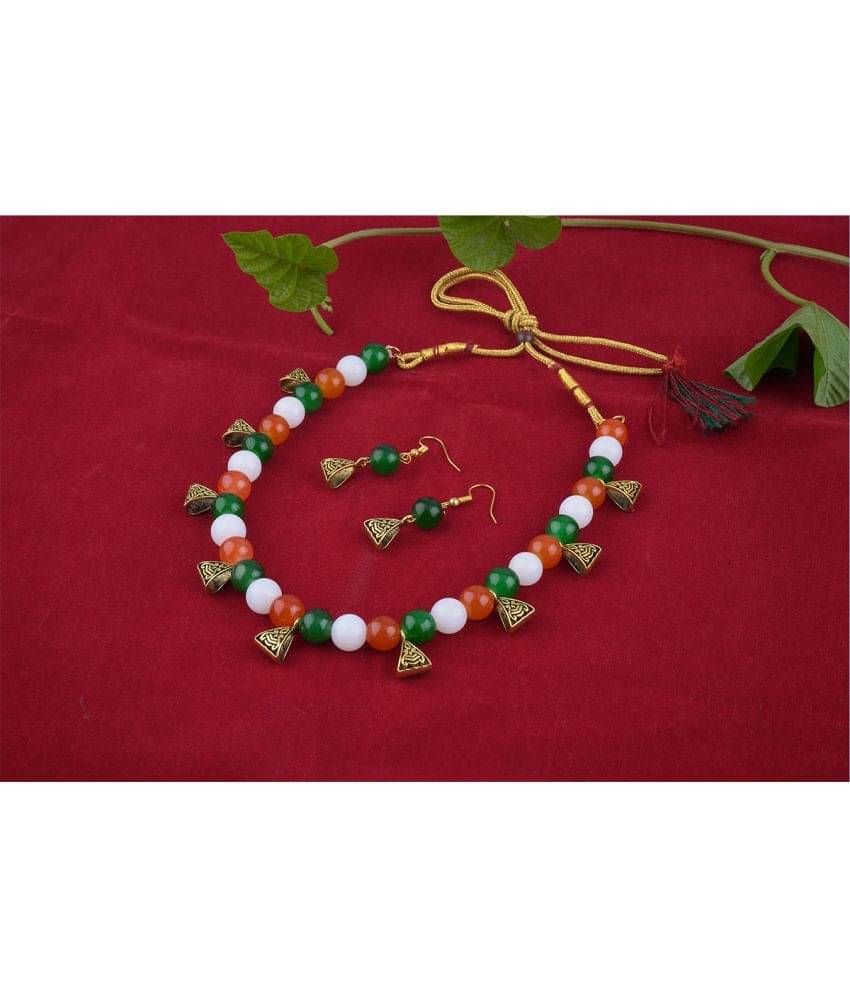     			JFL - Jewellery For Less Multi Color Brass Necklace Set ( Pack of 1 )