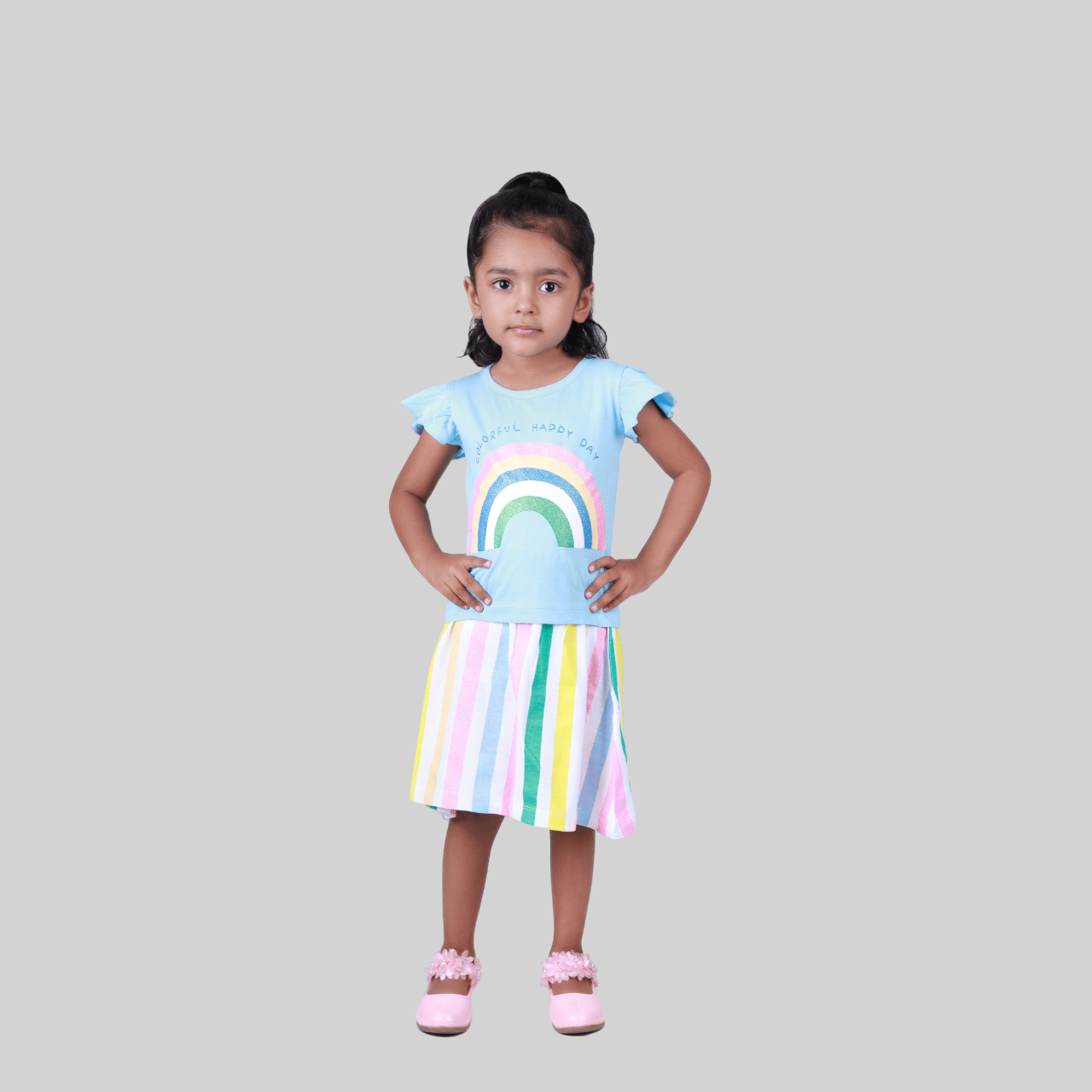     			Kidzee Kingdom Pack of 1 Girls Cotton Top With Skirt ( Multi Color )