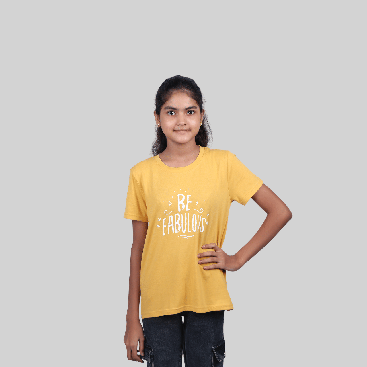     			Kidzee Kingdom Pack of 1 Girls Cotton T-Shirt ( Yellow )