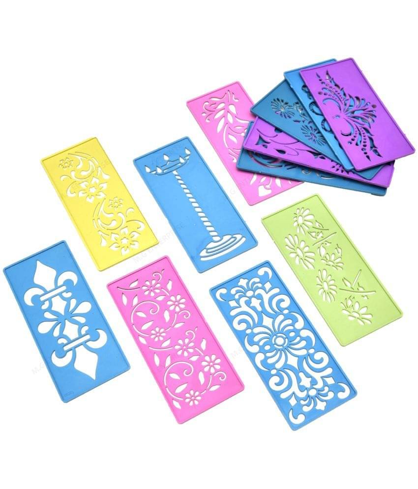 M G Enterprise DIY Plastic Rangoli Stencils For Floor and Wall PLS-L-12 Set of 12 pc (3 in x 7 in) M G Enterprise DIY Plastic Rangoli Stencils For Floor and Wall PLS-L-12 Set of 12 pc (3 in x 7 in)