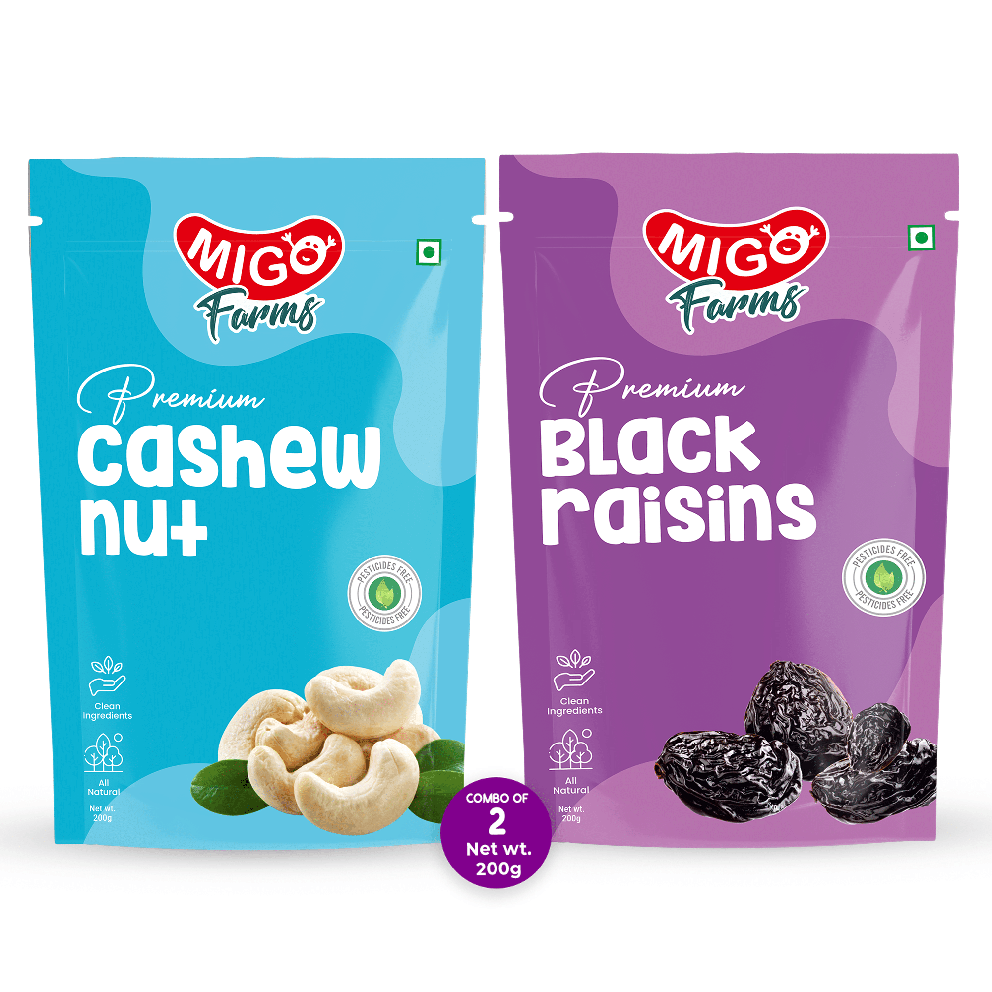 Migo Farms Healthy Premium Raw Nuts Dry Fruits Pack of 2 Cashews, Raisins (2 x 200 g) Migo Farms Healthy Premium Raw Nuts Dry Fruits Pack of 2 Cashews, Raisins (2 x 200 g)