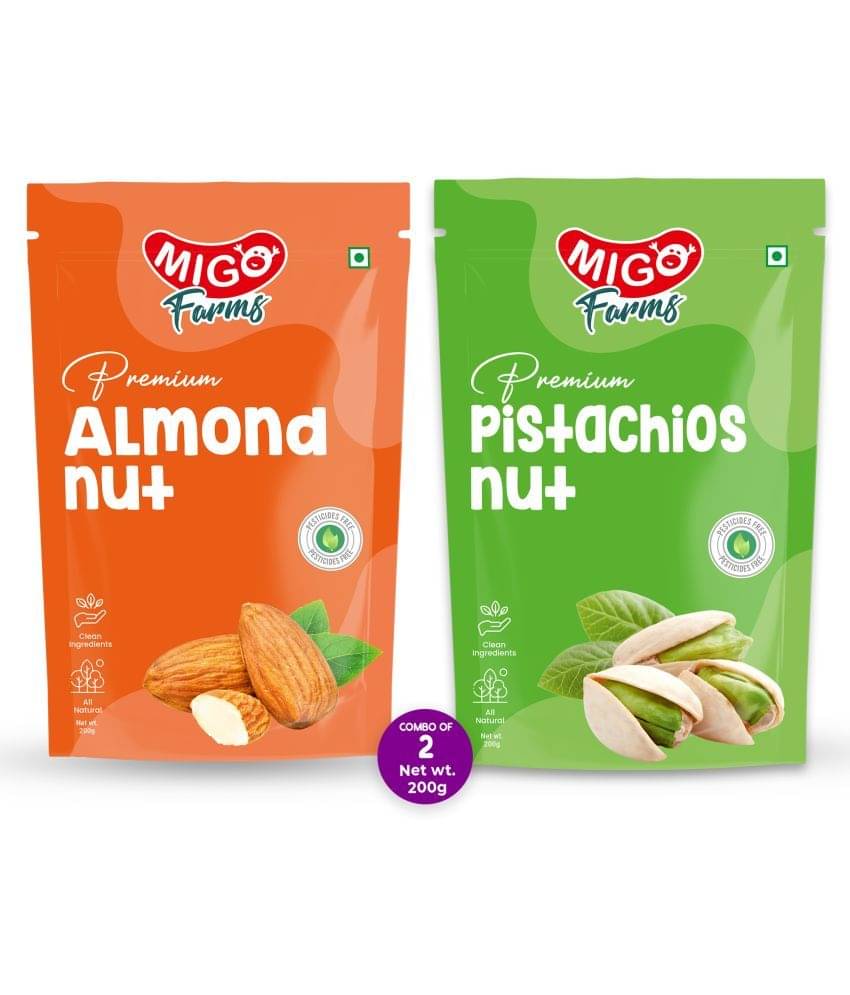 Migo Farms Healthy Premium Dry Fruits & Nuts Combo of Almonds,Roasted Pistachios (2 x 200 g) Migo Farms Healthy Premium Dry Fruits & Nuts Combo of Almonds,Roasted Pistachios (2 x 200 g)