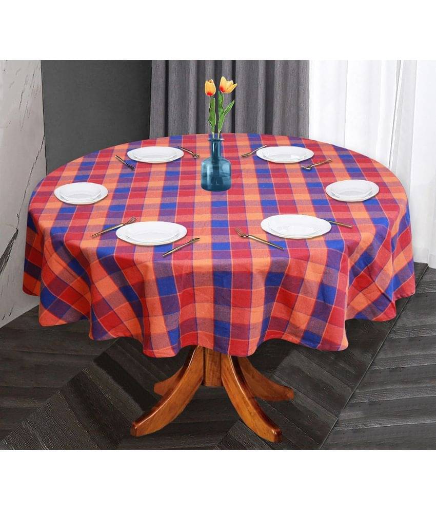 Oasis Hometex Checks Cotton 6 Seater Round Table Cover ( 152 x 152 ) cm Pack of 1 Multicolor Oasis Hometex Checks Cotton 6 Seater Round Table Cover ( 152 x 152 ) cm Pack of 1 Multicolor