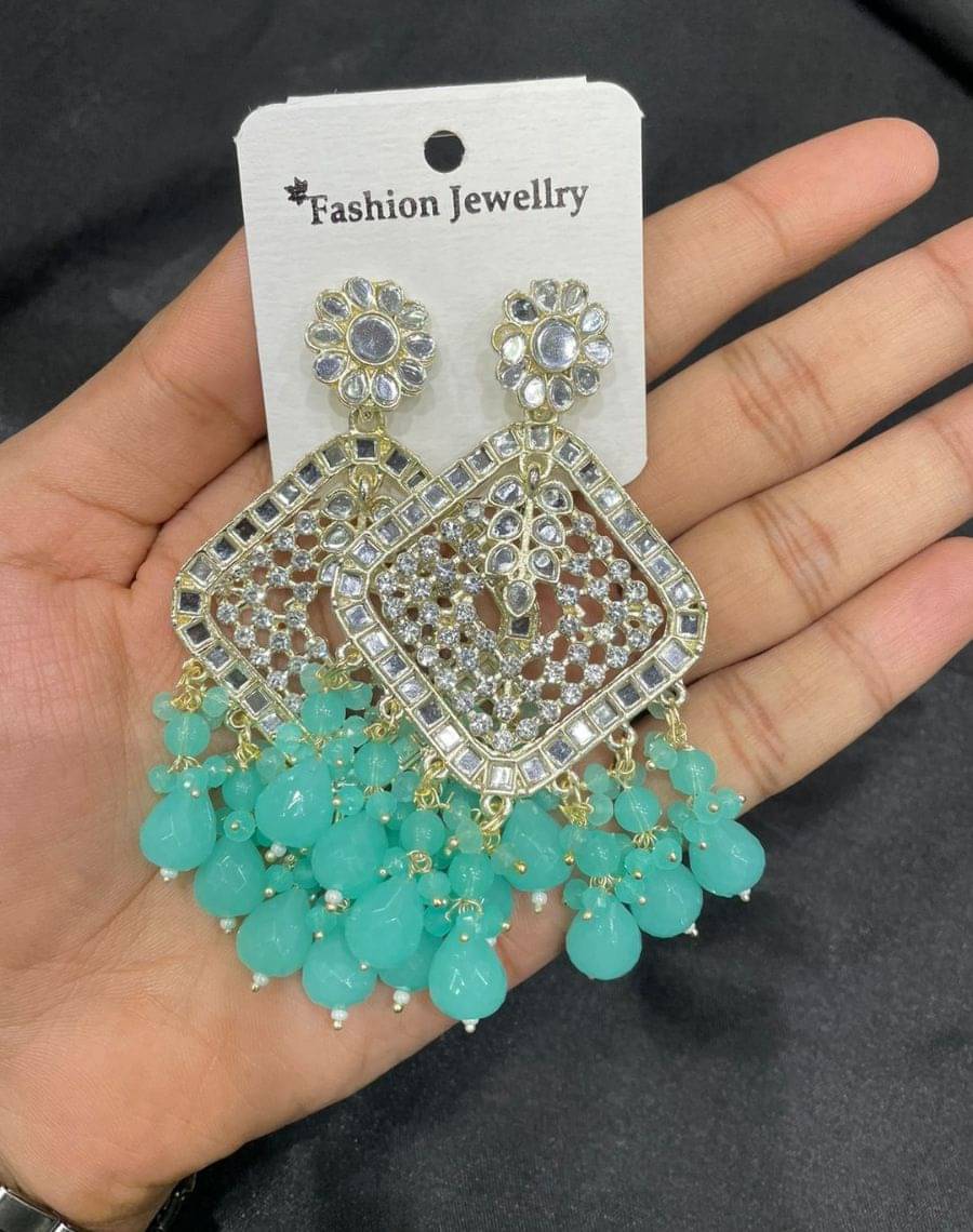     			Padmavati Bangles Sky Blue Chandbalis Earrings ( Pack of 1 )