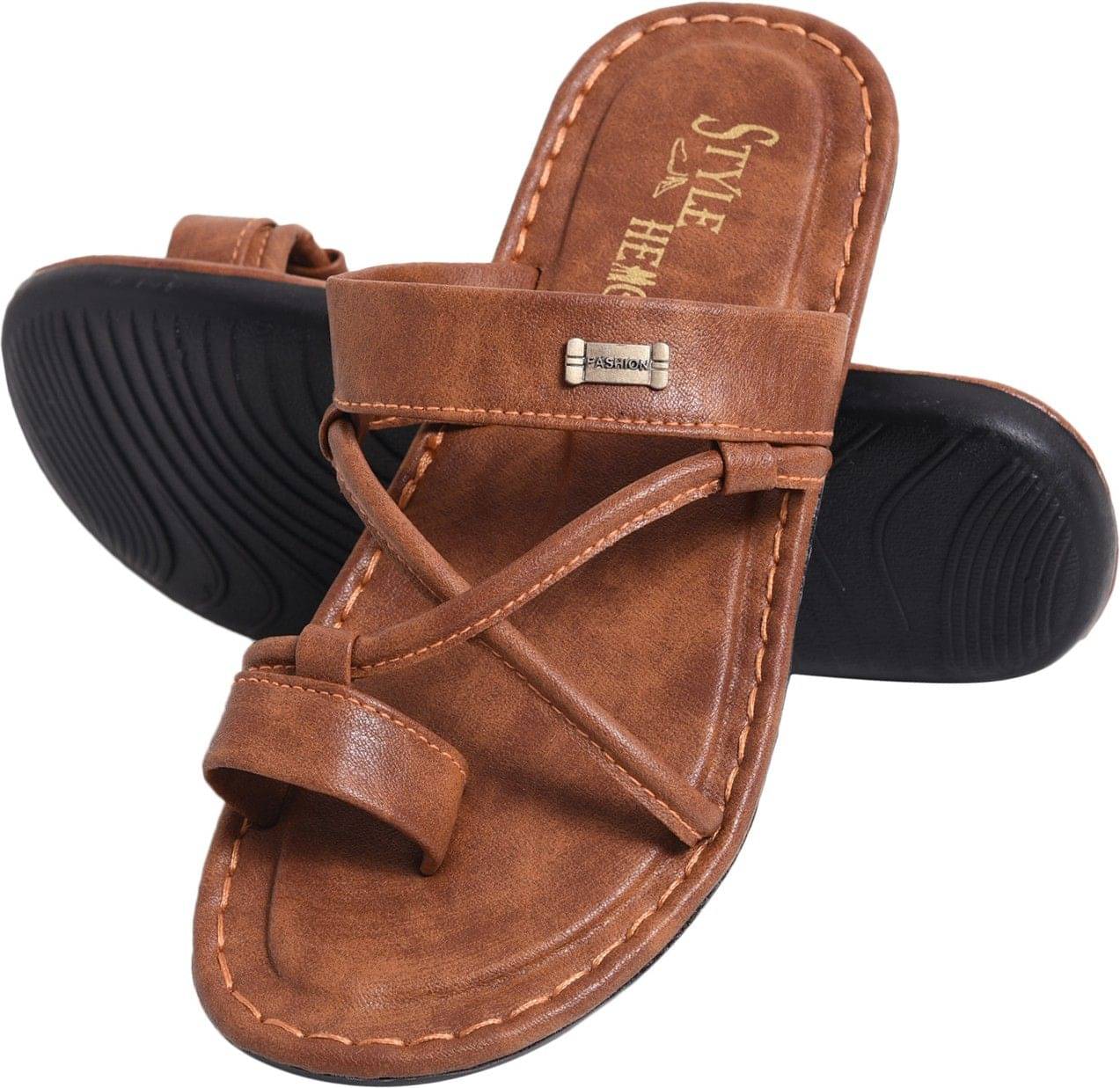     			STLYE HEIGHT Brown Men's Slide Flip Flop