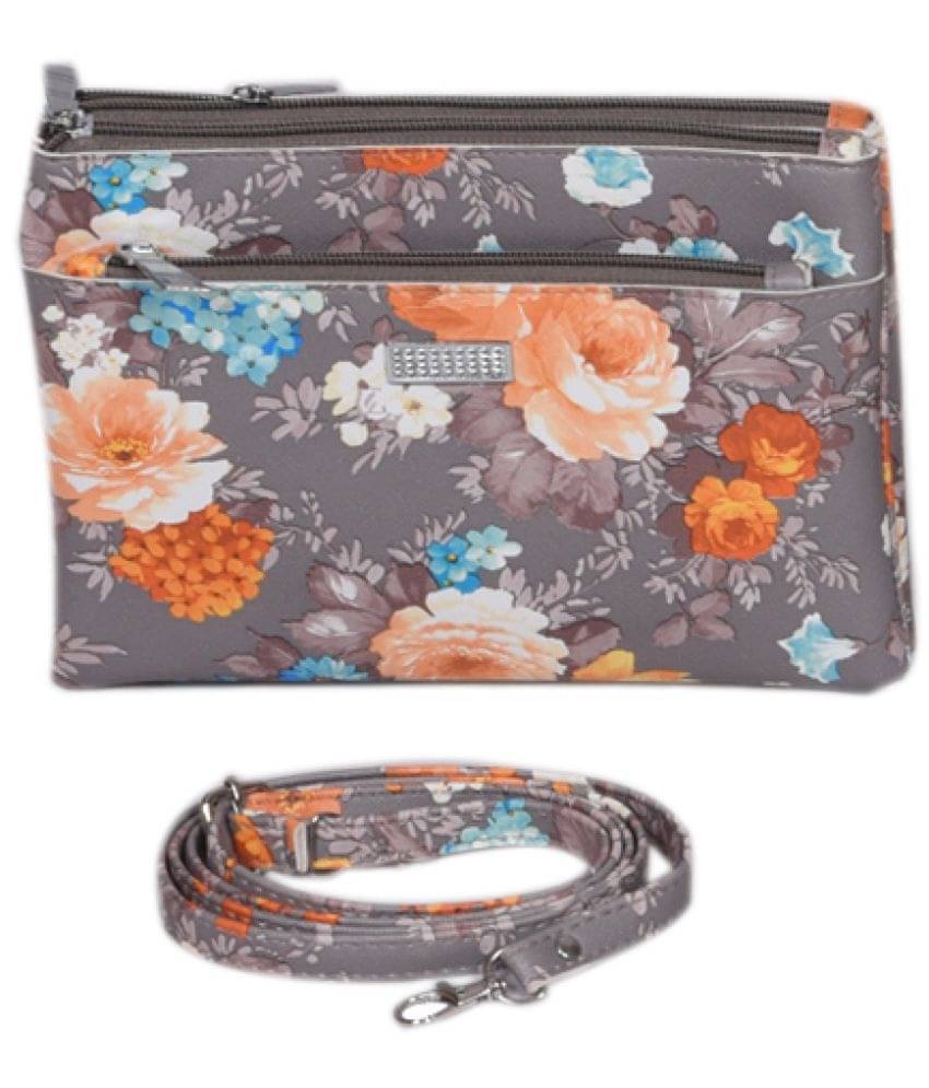     			SUNESH CREATION Light Grey Fabric Sling Bag