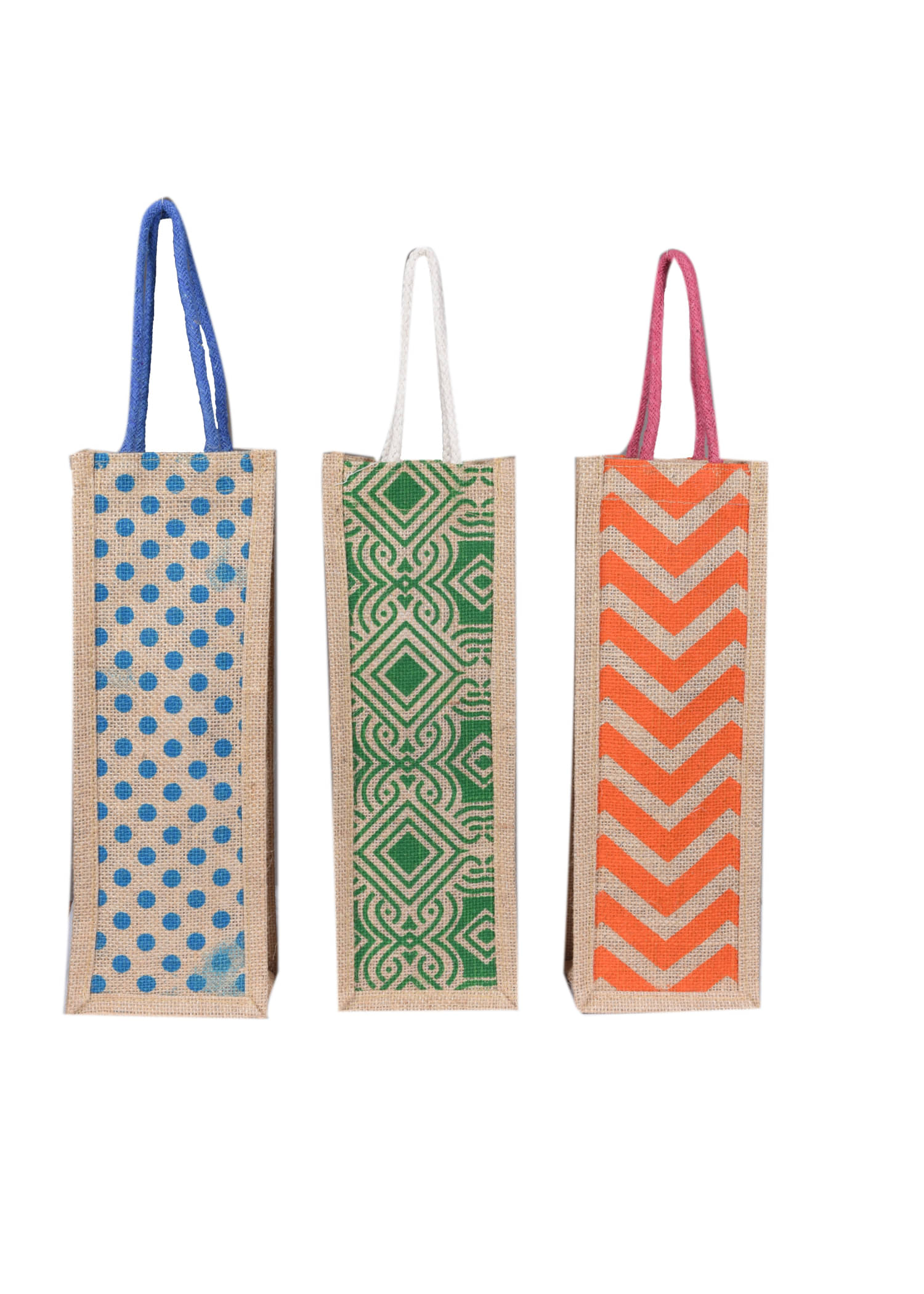     			SUNESH CREATION Multicolor Jute Lunch Bag Pack of 3