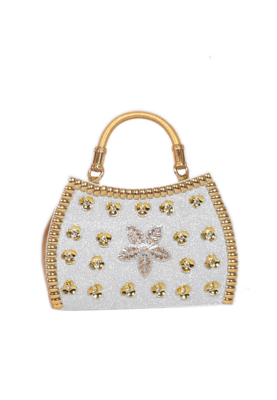     			SUNESH CREATION Handheld Bag Fabric Set of 1 ( Silver )