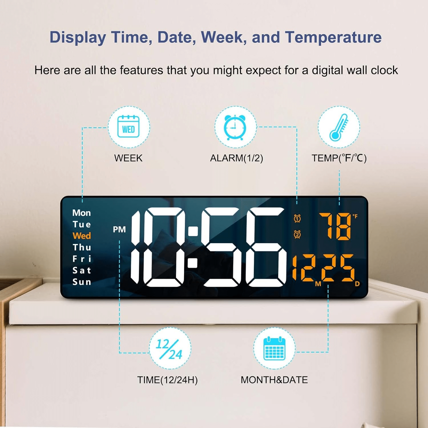 Saykhus Rectangular Digital Wall Clock Saykhus Rectangular Digital Wall Clock