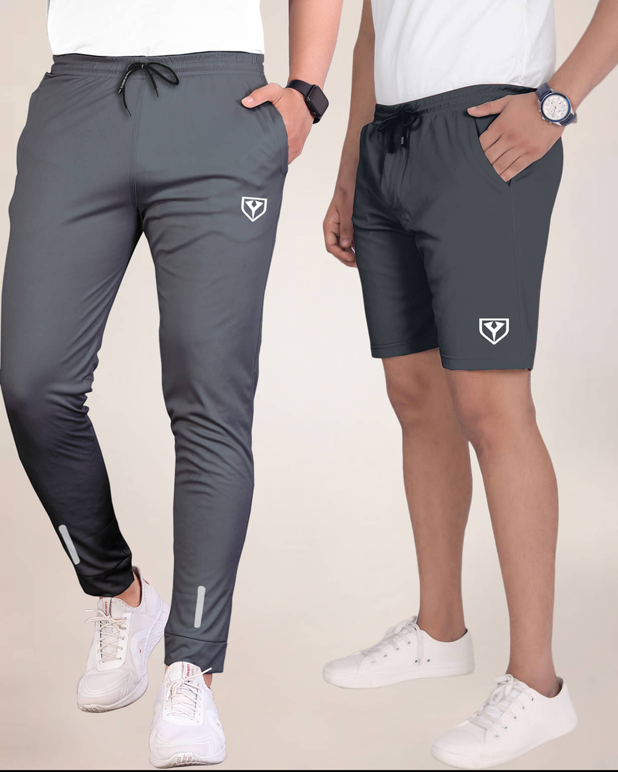 Septem Dark Grey Polyester Men's Shorts ( Pack of 2 ) Septem Dark Grey Polyester Men's Shorts ( Pack of 2 )