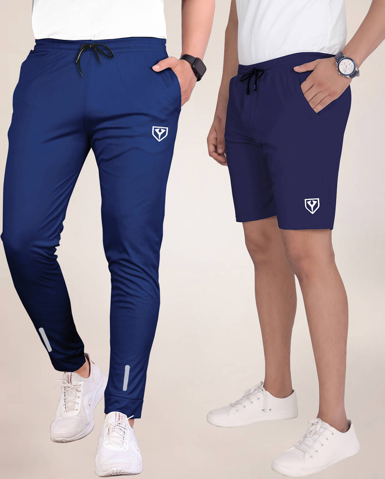     			Septem Navy Blue Polyester Men's Shorts ( Pack of 2 )