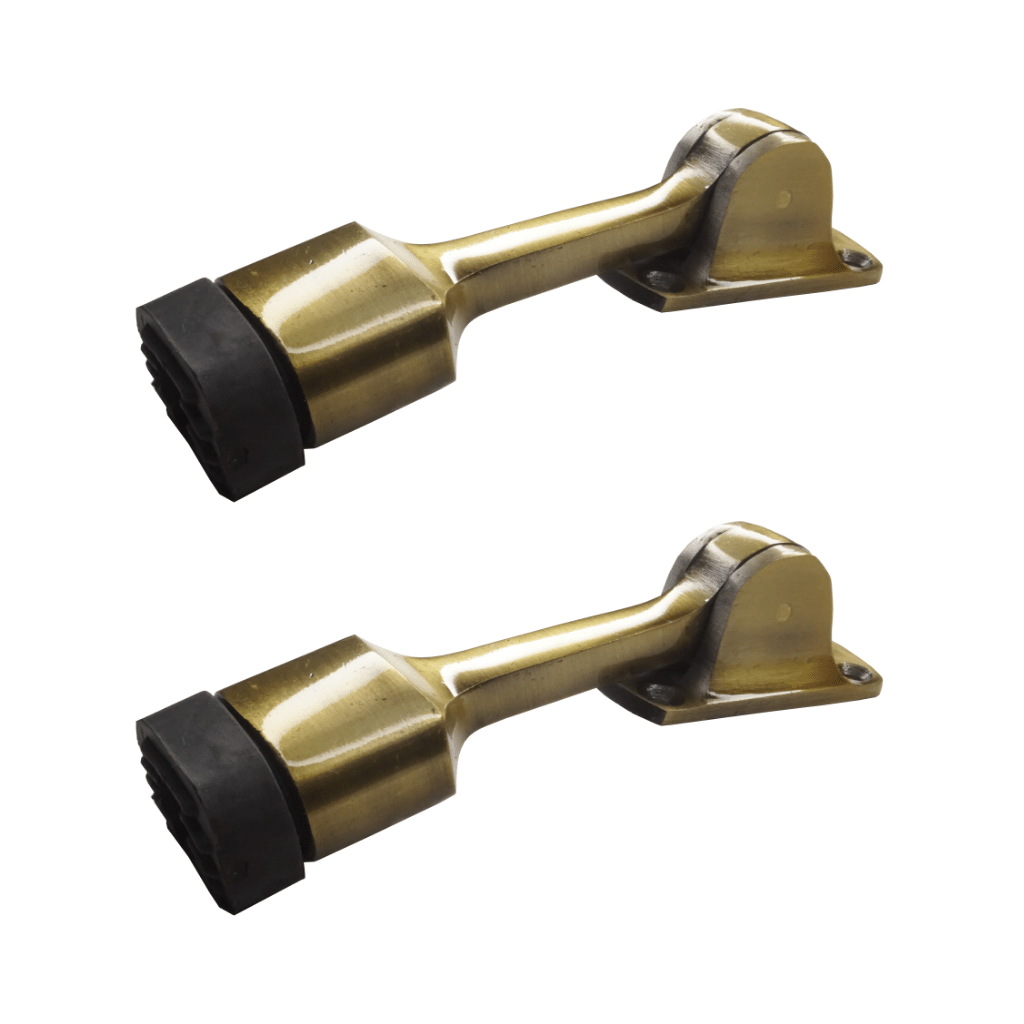     			Sun Shield Kick Down Door Stopper 5 Inch Antique Finish with screws Set of 2 Pcs
