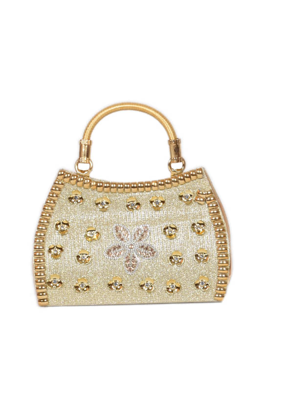     			Sunvika House Gold Fabric Handheld Bag