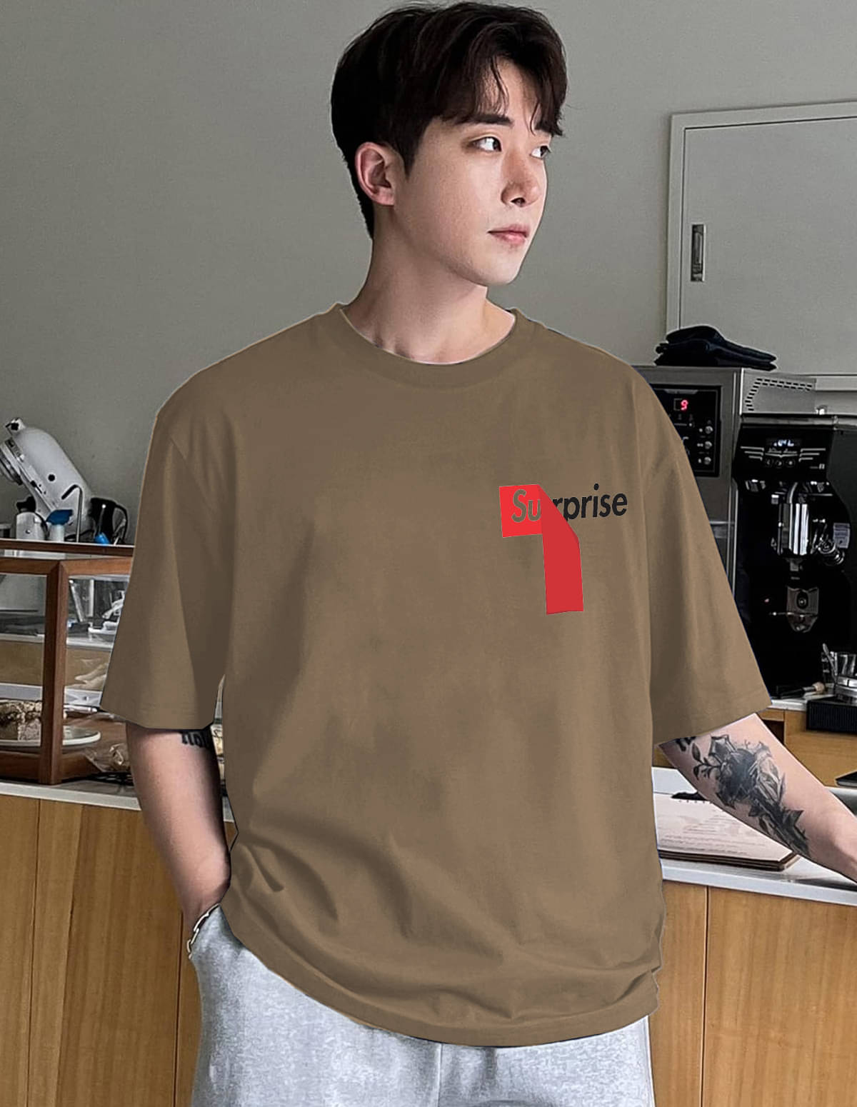 VIOUR Pack of 1 Cotton Blend Regular Fit Men's T-Shirt ( Beige ) VIOUR Pack of 1 Cotton Blend Regular Fit Men's T-Shirt ( Beige )