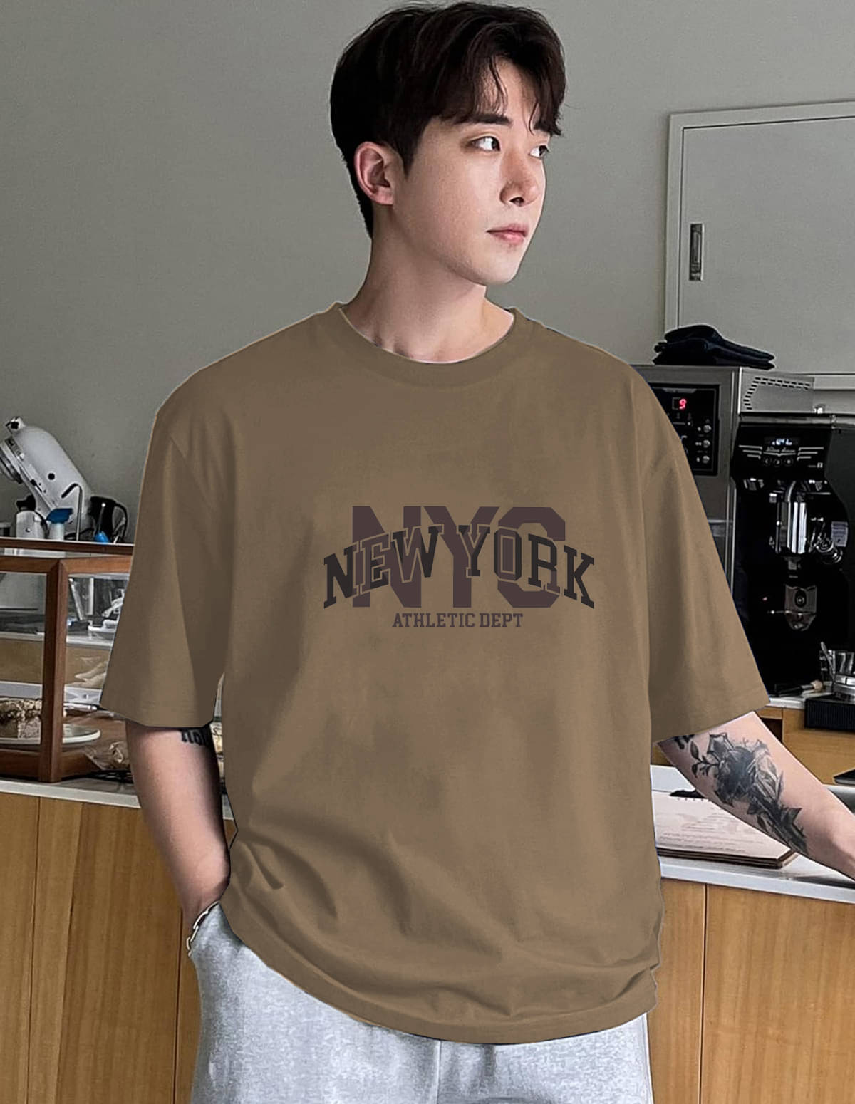 VIOUR Pack of 1 Cotton Blend Relaxed Fit Men's T-Shirt ( Beige ) VIOUR Pack of 1 Cotton Blend Relaxed Fit Men's T-Shirt ( Beige )