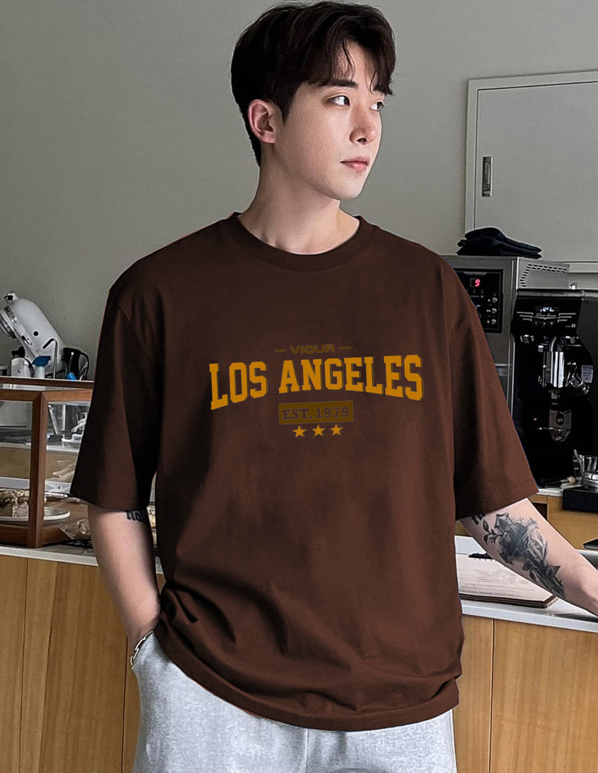     			VIOUR Pack of 1 Cotton Blend Relaxed Fit Men's T-Shirt ( Brown )
