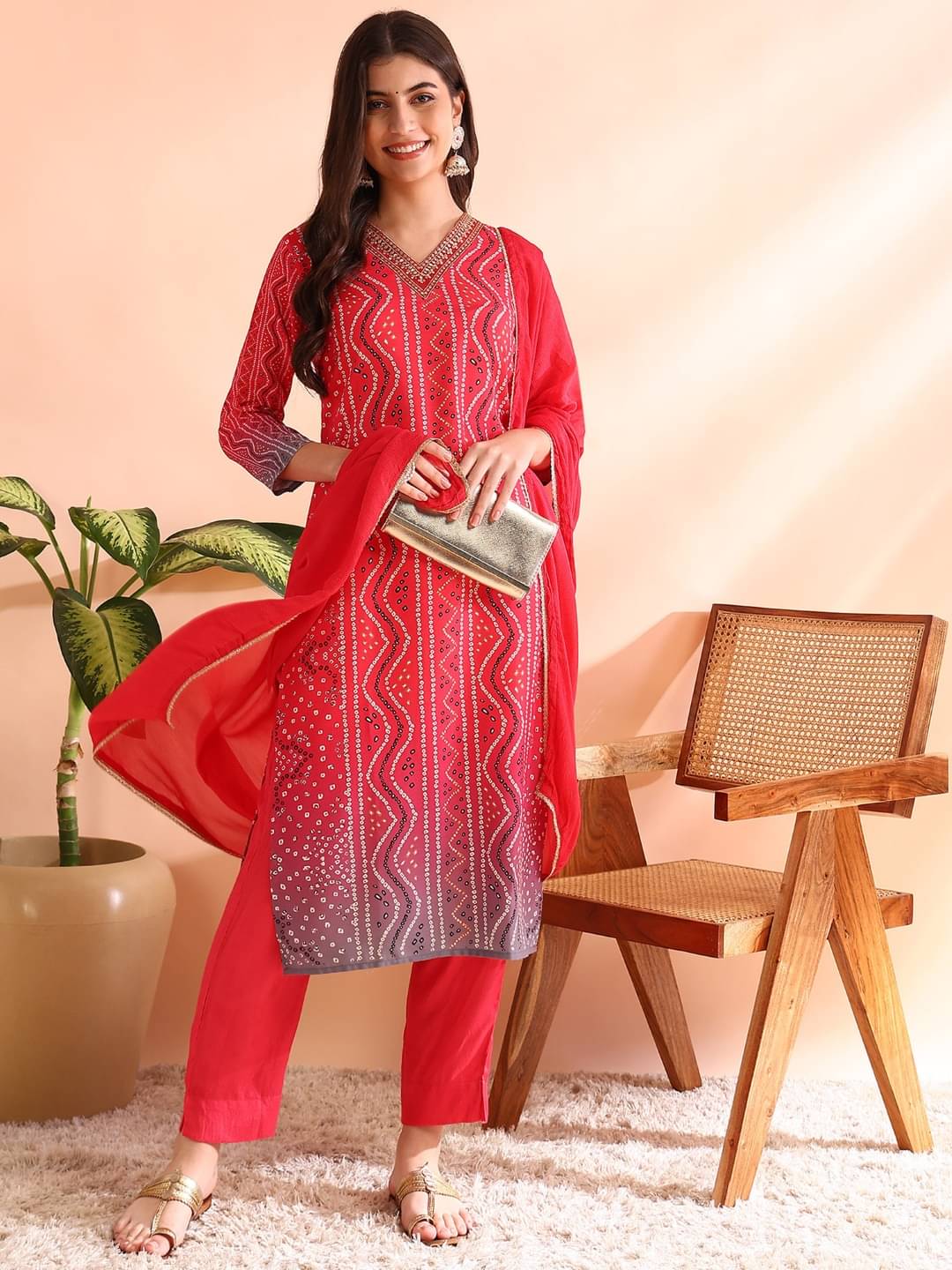 Vaamsi Rayon Printed Kurti With Pants Women's Stitched Salwar Suit - Red ( Pack of 1 ) Vaamsi Rayon Printed Kurti With Pants Women's Stitched Salwar Suit - Red ( Pack of 1 )