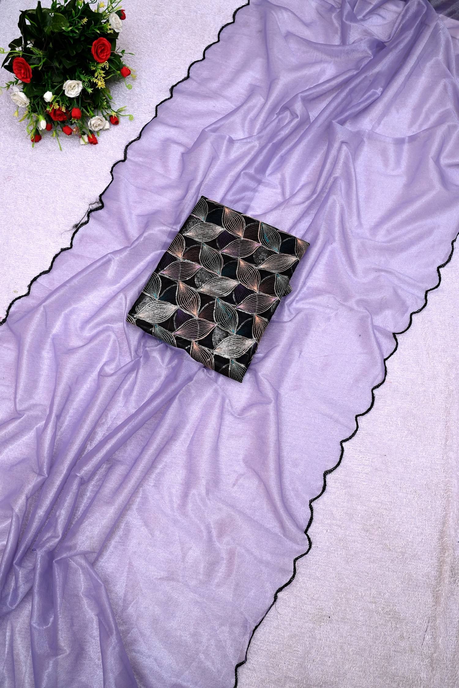 A TO Z CART Organza Solid Saree With Unstitched Blouse Piece ( Lavender )     			A TO Z CART Organza Solid Saree With Unstitched Blouse Piece ( Lavender )