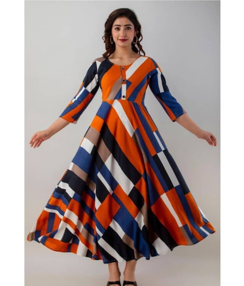 ANNEIV Rayon Colorblock Anarkali Women's Kurti - Multicolor ( Pack of 1 ) - Kurtis, Tunics | Buy online on ZillyBuy
