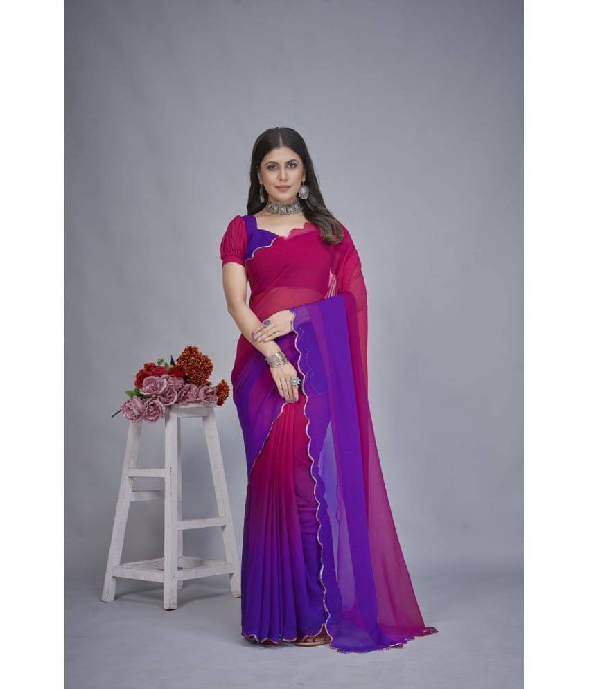 Aika Georgette Dyed Saree With Unstitched Blouse Piece ( Magenta ) Aika Georgette Dyed Saree With Unstitched Blouse Piece ( Magenta )