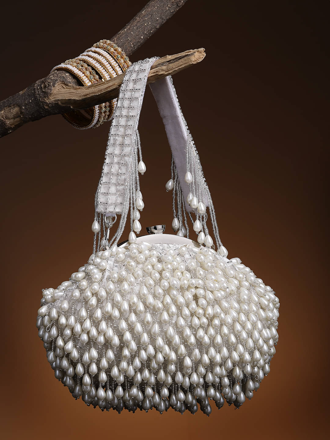     			Anekaant Off White Silk Purse