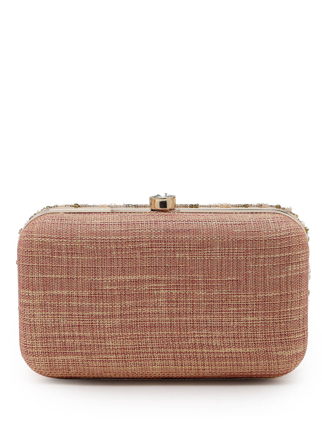     			Anekaant Pink Silk Box Clutch