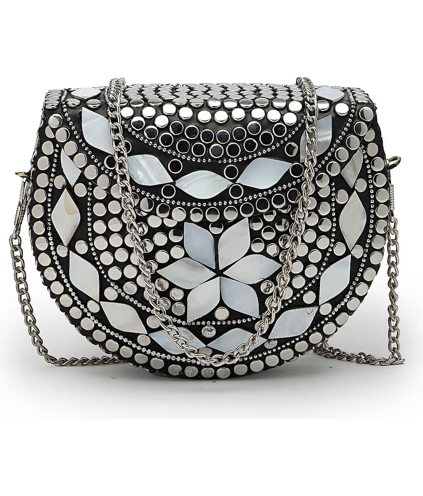 Anekaant Silver Metal Box Clutch - Handbags | Buy online on ZillyBuy