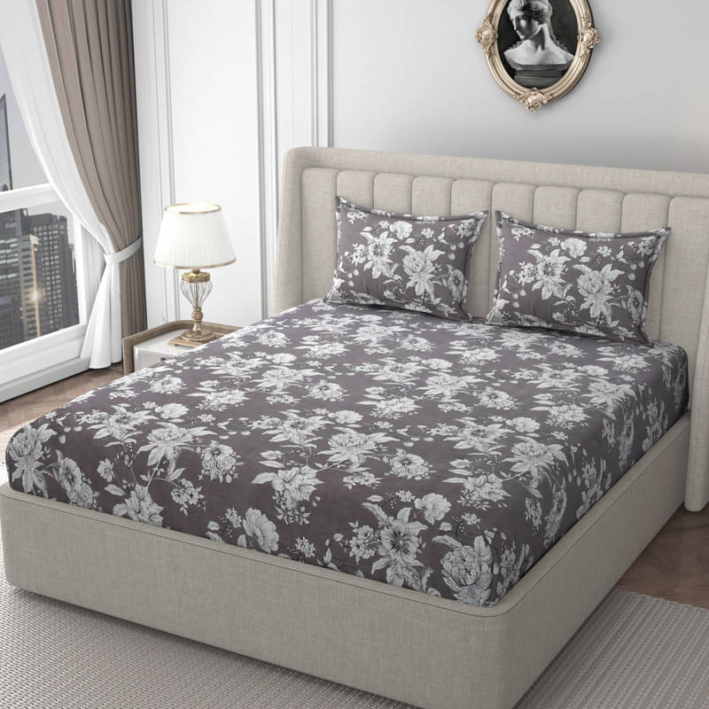     			Apala Microfiber 1 Double King Bedsheet with 2 Pillow Covers ( Gray )