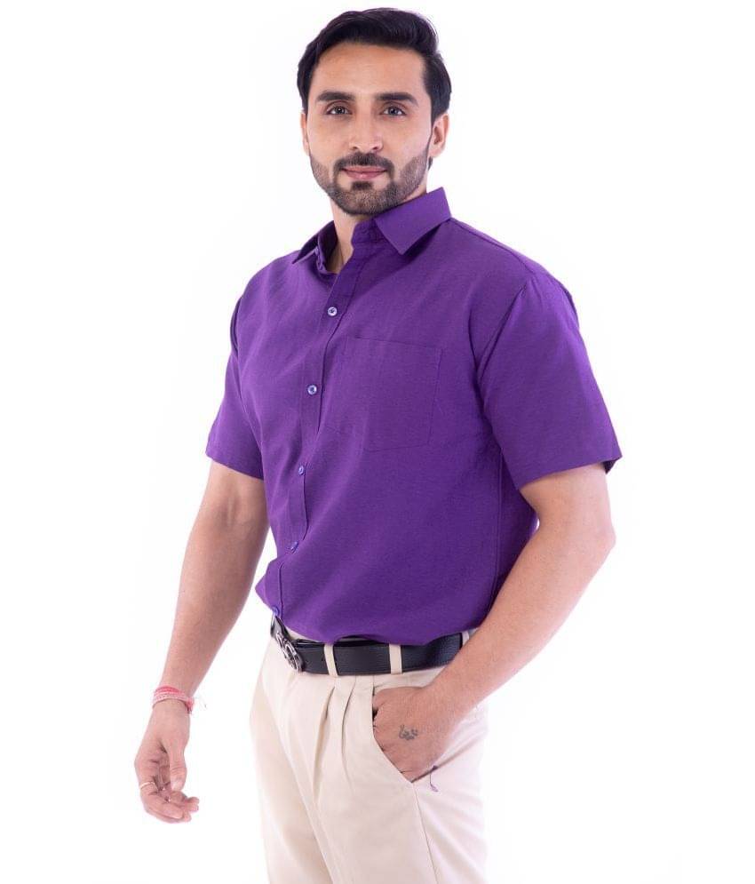 DESHBANDHU DBK Cotton Blend Regular Fit Half Sleeves Men's Formal Shirt - Purple ( Pack of 1 ) DESHBANDHU DBK Cotton Blend Regular Fit Half Sleeves Men's Formal Shirt - Purple ( Pack of 1 )