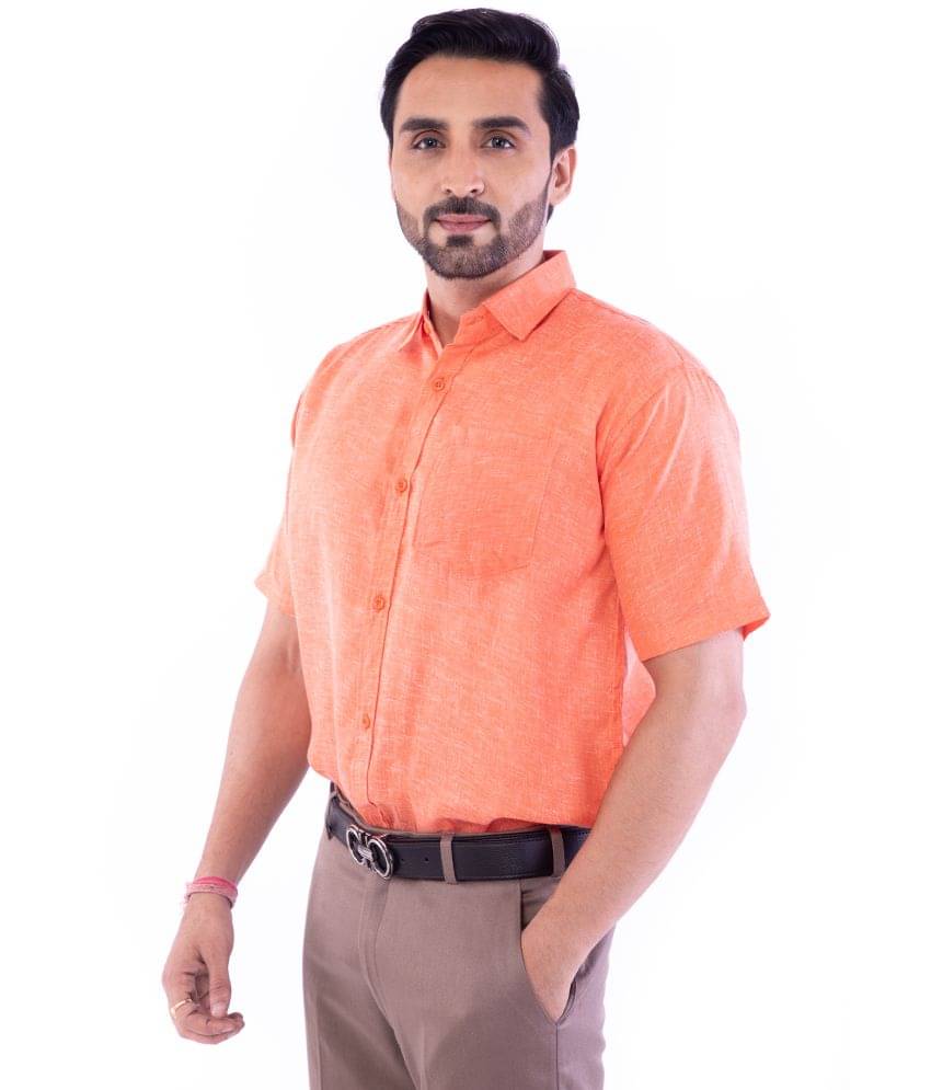     			DESHBANDHU DBK Cotton Regular Fit Half Sleeves Men's Formal Shirt - Orange ( Pack of 1 )