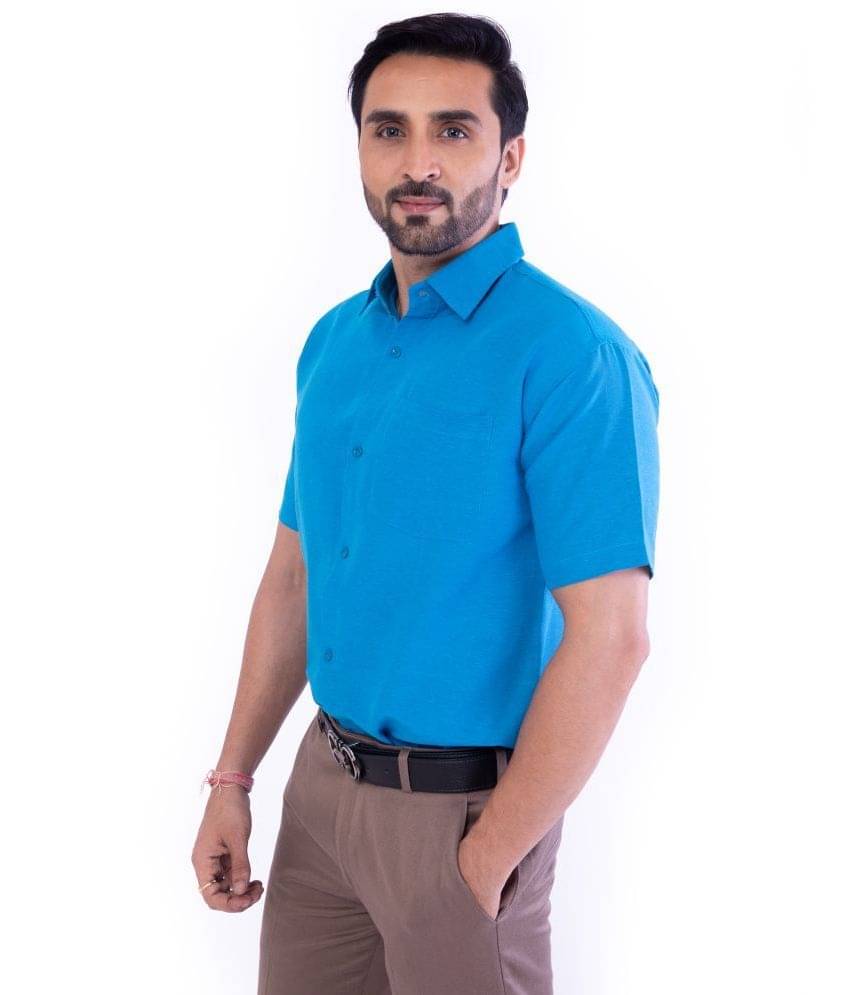 DESHBANDHU DBK Cotton Regular Fit Half Sleeves Men's Formal Shirt - Blue ( Pack of 1 ) DESHBANDHU DBK Cotton Regular Fit Half Sleeves Men's Formal Shirt - Blue ( Pack of 1 )