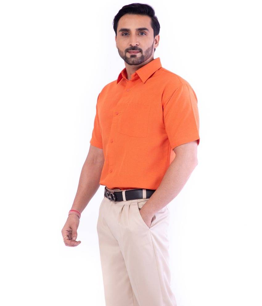 DESHBANDHU DBK Cotton Regular Fit Half Sleeves Men's Formal Shirt - Orange ( Pack of 1 ) DESHBANDHU DBK Cotton Regular Fit Half Sleeves Men's Formal Shirt - Orange ( Pack of 1 )