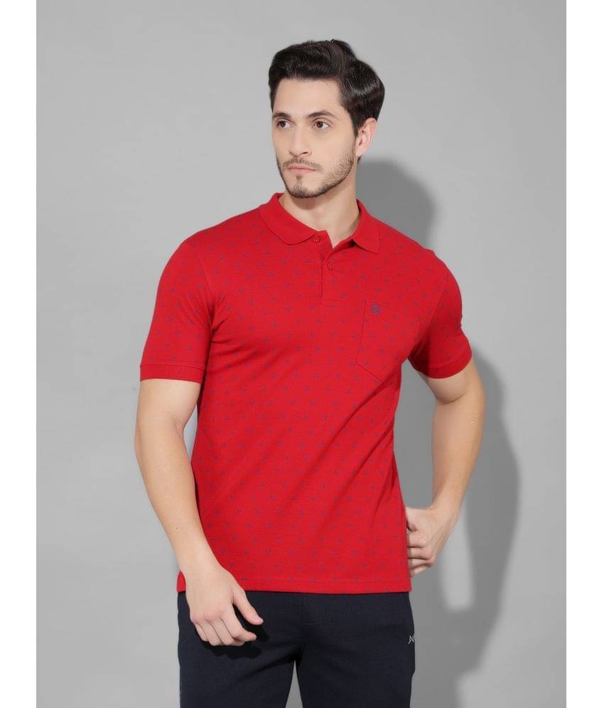     			Dollar Cotton Blend Regular Fit Printed Half Sleeves Men's Polo T Shirt - Red ( Pack of 1 )