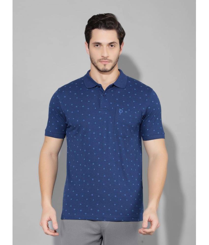 Dollar Cotton Blend Regular Fit Printed Half Sleeves Men's Polo T Shirt - Blue ( Pack of 1 ) Dollar Cotton Blend Regular Fit Printed Half Sleeves Men's Polo T Shirt - Blue ( Pack of 1 )