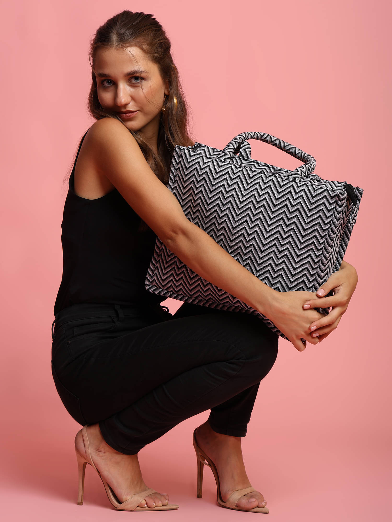     			ENSAC Tote Bag Fabric Set of 1 ( Black )