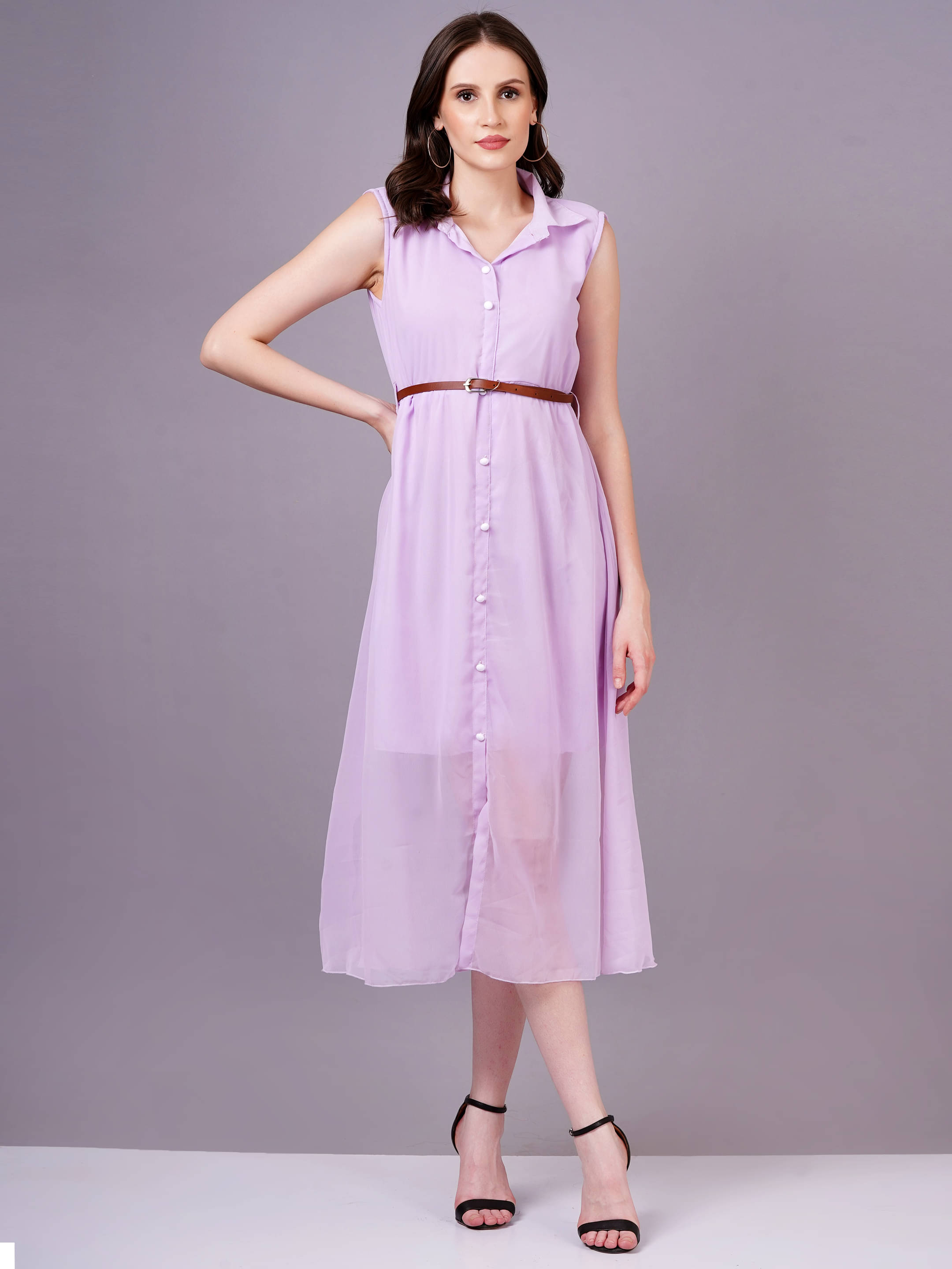 HIGHLIGHT FASHION EXPORT Women Georgette Solid Shift Dress ( Purple ) HIGHLIGHT FASHION EXPORT Women Georgette Solid Shift Dress ( Purple )